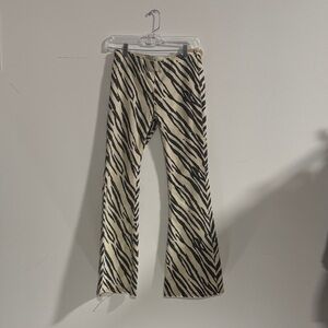FP Movement by Free People Zebra Print Flare Pants - Black and Cream